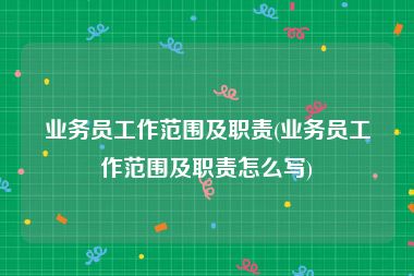 业务员工作范围及职责(业务员工作范围及职责怎么写)