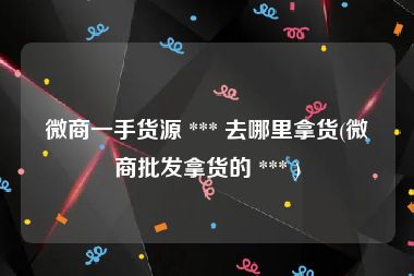 微商一手货源 *** 去哪里拿货(微商批发拿货的 *** )