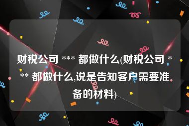 财税公司 *** 都做什么(财税公司 *** 都做什么,说是告知客户需要准备的材料)