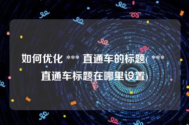 如何优化 *** 直通车的标题( *** 直通车标题在哪里设置)