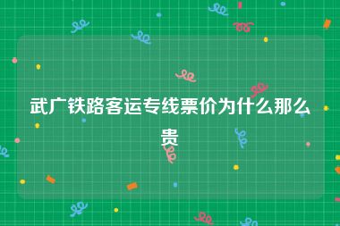 武广铁路客运专线票价为什么那么贵