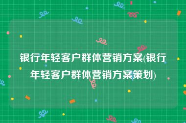 银行年轻客户群体营销方案(银行年轻客户群体营销方案策划)