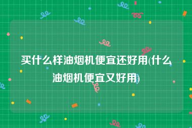 买什么样油烟机便宜还好用(什么油烟机便宜又好用)
