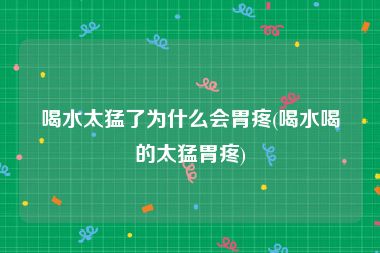 喝水太猛了为什么会胃疼(喝水喝的太猛胃疼)
