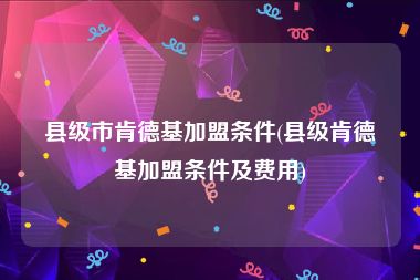 县级市肯德基加盟条件(县级肯德基加盟条件及费用)