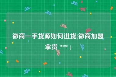 微商一手货源如何进货(微商加盟拿货 *** )