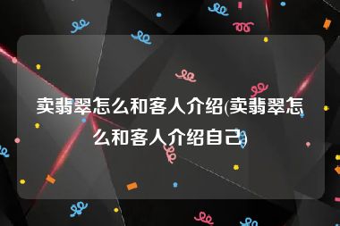 卖翡翠怎么和客人介绍(卖翡翠怎么和客人介绍自己)