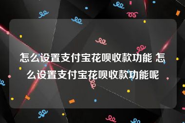 怎么设置支付宝花呗收款功能 怎么设置支付宝花呗收款功能呢