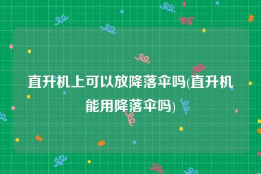 直升机上可以放降落伞吗(直升机能用降落伞吗)