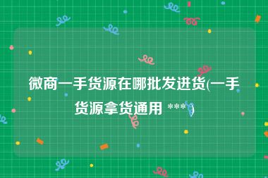 微商一手货源在哪批发进货(一手货源拿货通用 *** )