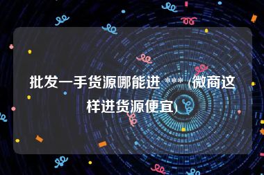 批发一手货源哪能进 *** (微商这样进货源便宜)