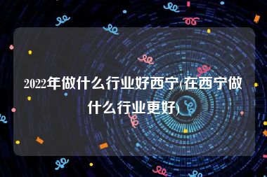 2022年做什么行业好西宁(在西宁做什么行业更好)