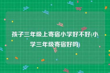 孩子三年级上寄宿小学好不好(小学三年级寄宿好吗)