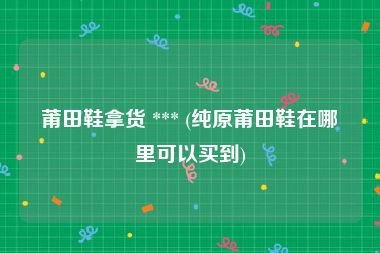 莆田鞋拿货 *** (纯原莆田鞋在哪里可以买到)