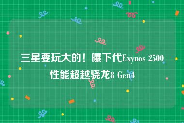 三星要玩大的！曝下代Exynos 2500性能超越骁龙8 Gen4