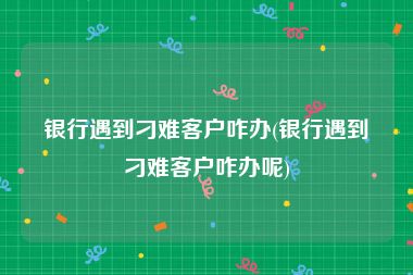 银行遇到刁难客户咋办(银行遇到刁难客户咋办呢)