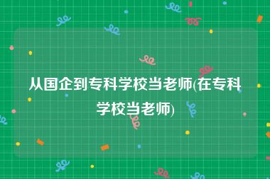 从国企到专科学校当老师(在专科学校当老师)