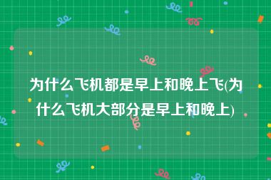 为什么飞机都是早上和晚上飞(为什么飞机大部分是早上和晚上)