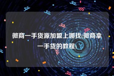 微商一手货源加盟上哪找(微商拿一手货的教程)