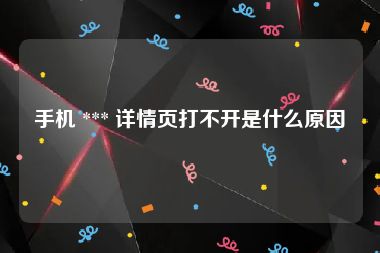 手机 *** 详情页打不开是什么原因