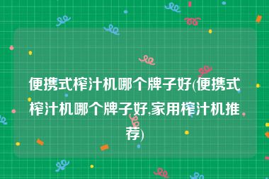 便携式榨汁机哪个牌子好(便携式榨汁机哪个牌子好,家用榨汁机推荐)