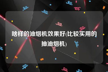啥样的油烟机效果好(比较实用的抽油烟机)