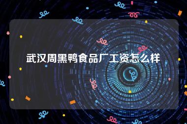 武汉周黑鸭食品厂工资怎么样
