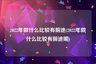 2022年做什么比较有前途(2022年做什么比较有前途呢)