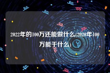 2022年的100万还能做什么(2020年100万能干什么)
