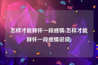 怎样才能释怀一段感情(怎样才能释怀一段感情说说)