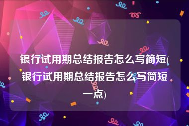银行试用期总结报告怎么写简短(银行试用期总结报告怎么写简短一点)