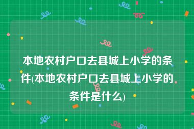 本地农村户口去县城上小学的条件(本地农村户口去县城上小学的条件是什么)
