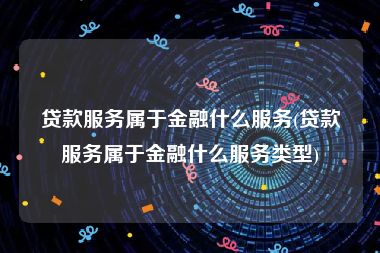 贷款服务属于金融什么服务(贷款服务属于金融什么服务类型)