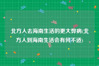 北方人去海南生活的更大弊病(北方人到海南生活会有何不适)