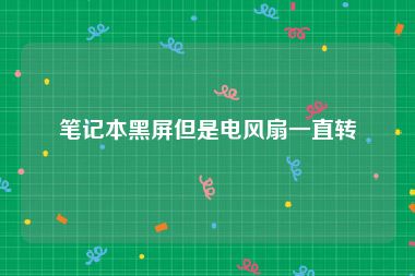 笔记本黑屏但是电风扇一直转