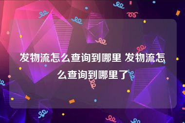 发物流怎么查询到哪里 发物流怎么查询到哪里了