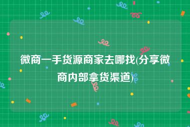 微商一手货源商家去哪找(分享微商内部拿货渠道)