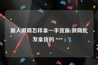 新人微商怎样拿一手货源(微商批发拿货的 *** )