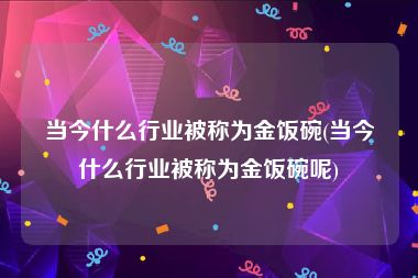 当今什么行业被称为金饭碗(当今什么行业被称为金饭碗呢)