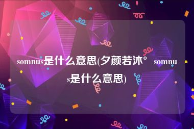 somnus是什么意思(夕颜若沐°somnus是什么意思)