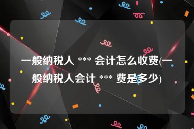一般纳税人 *** 会计怎么收费(一般纳税人会计 *** 费是多少)