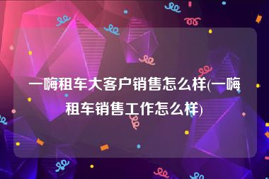 一嗨租车大客户销售怎么样(一嗨租车销售工作怎么样)