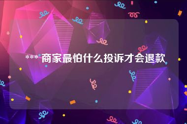  *** 商家最怕什么投诉才会退款
