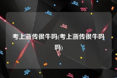 考上浙传很牛吗(考上浙传很牛吗吗)