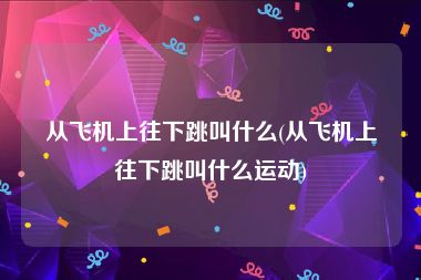 从飞机上往下跳叫什么(从飞机上往下跳叫什么运动)