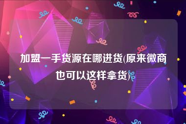 加盟一手货源在哪进货(原来微商也可以这样拿货)