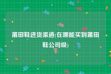 莆田鞋进货渠道(在哪能买到莆田鞋公司级)