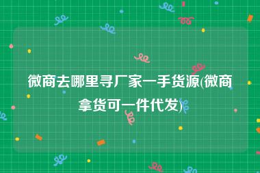 微商去哪里寻厂家一手货源(微商拿货可一件代发)