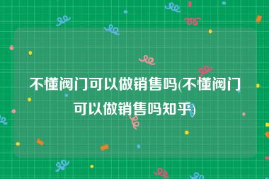不懂阀门可以做销售吗(不懂阀门可以做销售吗知乎)