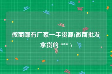 微商哪有厂家一手货源(微商批发拿货的 *** )